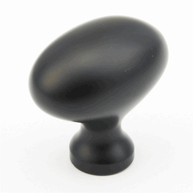 1 3/8 Inch Country Style Oval Knob (Matte Black Finish)