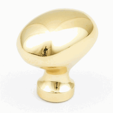 1 3/8 Inch Country Style Oval Knob (Polished Brass Finish)