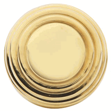 1 3/8 Inch Solid Brass Art Deco Round Knob (Lacquered Brass Finish)