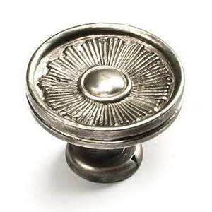1 3/8 Inch Sunburst Round Cabinet Knob (Silver Antique Finish)