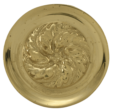 1 4/5 Inch Solid Brass Florid Leaf Knob (Polished Brass Finish)