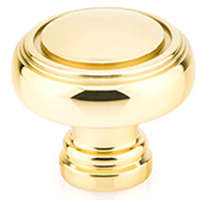 1 5/8 Inch Solid Brass Norwich Cabinet Knob (Polished Brass Finish)