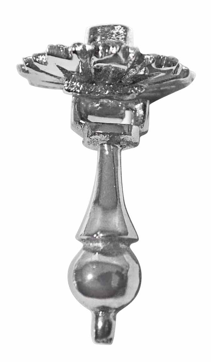 1 7/8 Inch Solid Brass Flower Drop Pull (Polished Chrome Finish)