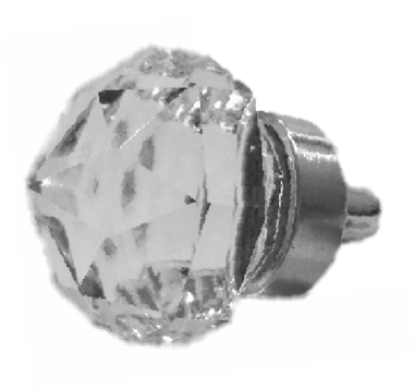 1 Inch Diamond Cut Glass Knob (Brushed Nickel Base)