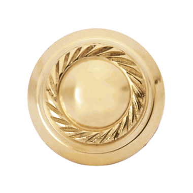 1 Inch Solid Brass Georgian Roped Round Knob (Polished Brass Finish)