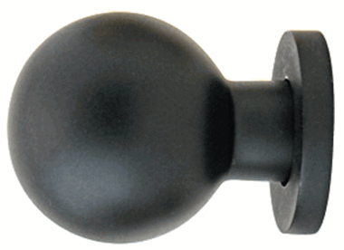 1 Inch Solid Brass Globe Knob (Flat Black Finish)