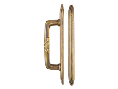 10 1/2 Inch Art Deco Style Door Pull and Push Plate Set (Antique Brass Finish)
