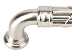 10 5/8 Inch (10 Inch c-c) Solid Brass Ribbon & Reed Fixed Pull - Estate (Brushed Nickel Finish)