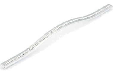 13 3/8 Inch (11 3/8 Inch c-c) Skyevale Cabinet Pull with Crystals (Polished Chrome Finish)