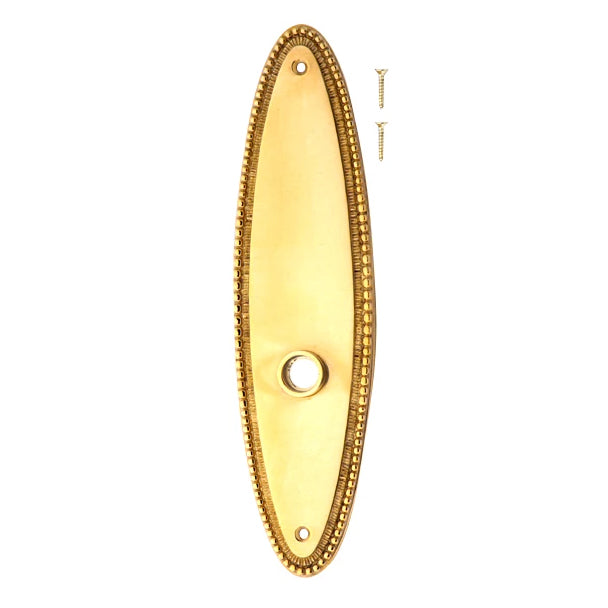 COPPER MOUNTAIN HARDWARE 10 Inch Solid Brass Beaded Oval Back Plate (Several Finish Options)