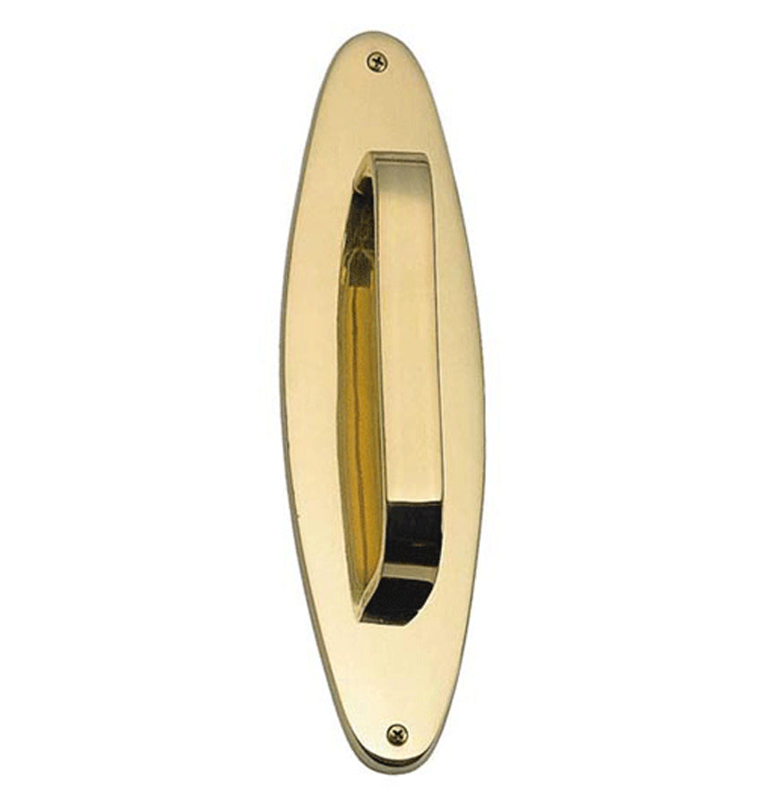 11 Inch Traditional Oval Door Pull (Lacquered Brass Finish)