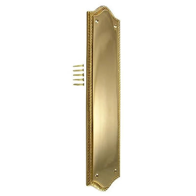 12 Inch Georgian Oval Roped Style Door Push & Plate (Polished Brass Finish)