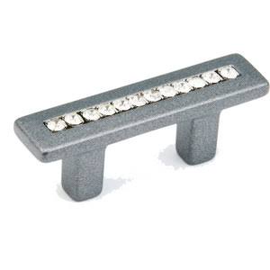 2 1/2 Inch (1 1/4 Inch c-c) Skyevale Cabinet Pull with Crystals (Milano Silver Finish)