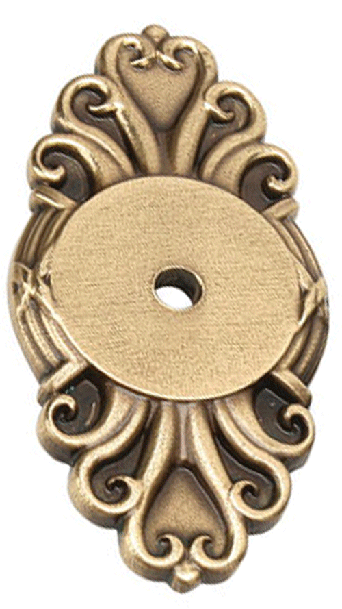 2 1/2 Inch Ribbon & Reed Back Plate For Cabinet Knob (Antique Brass Finish)