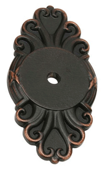 2 1/2 Inch Ribbon & Reed Back Plate For Cabinet Knob (Oil Rubbed Bronze Finish)
