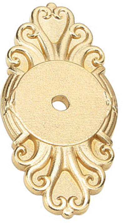 2 1/2 Inch Ribbon & Reed Back Plate For Cabinet Knob (Polished Brass Finish)