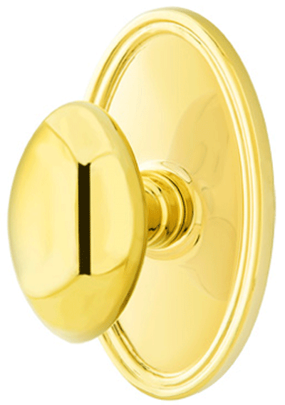 Emtek Solid Brass Egg Door Knob Set With Oval Rosette