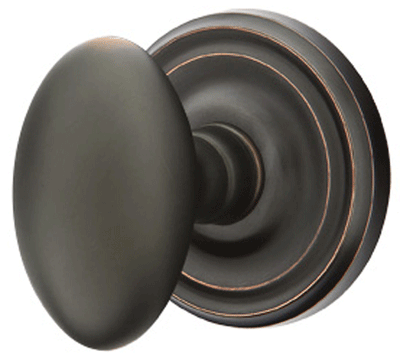 Emtek Solid Brass Egg Door Knob Set With Regular Rosette