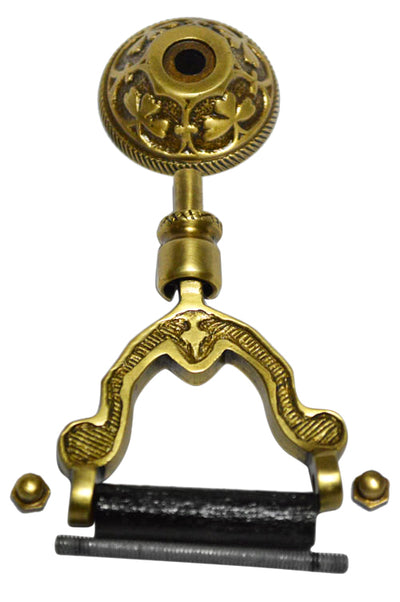 2 1/2 Inch Wood Temple Drop Pull (Antique Brass Finish)