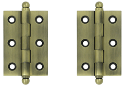 2 1/2 Inch x 1 11/16 Inch Solid Brass Cabinet Hinges (Antique Brass)