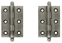 2 1/2 Inch x 1 11/16 Inch Solid Brass Cabinet Hinges (Antique Nickel Finish)