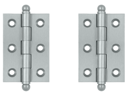 2 1/2 Inch x 1 11/16 Inch Solid Brass Cabinet Hinges (Brushed Chrome Finish)
