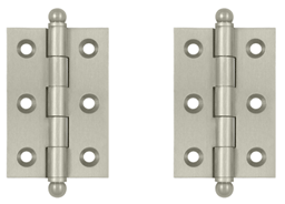 2 1/2 Inch x 1 11/16 Inch Solid Brass Cabinet Hinges (Brushed Nickel Finish)
