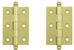 2 1/2 Inch x 1 11/16 Inch Solid Brass Cabinet Hinges (Polished Brass Finish)