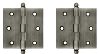 2 1/2 Inch x 2 1/2 Inch Solid Brass Cabinet Hinges (Antique Nickel)