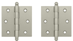 2 1/2 Inch x 2 1/2 Inch Solid Brass Cabinet Hinges (Brushed Nickel Finish)
