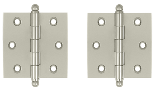 2 1/2 Inch x 2 1/2 Inch Solid Brass Cabinet Hinges (Polished Nickel Finish)