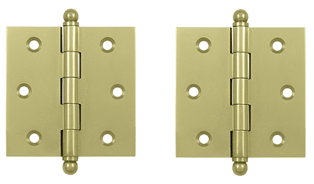 2 1/2 Inch x 2 1/2 Inch Solid Brass Cabinet Hinges (Unlacquered Brass Finish)
