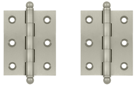 2 1/2 Inch x 2 Inch Solid Brass Cabinet Hinges (Brushed Nickel Finish)