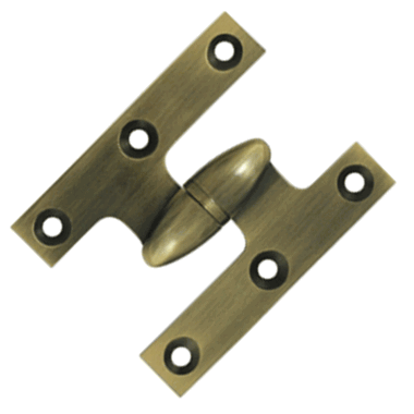 DELTANA 2 1/2 Inch x 2 Inch Solid Brass Olive Knuckle Hinge (Antique Brass)