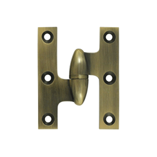 2 1/2 Inch x 2 Inch Solid Brass Olive Knuckle Hinge (Antique Brass)