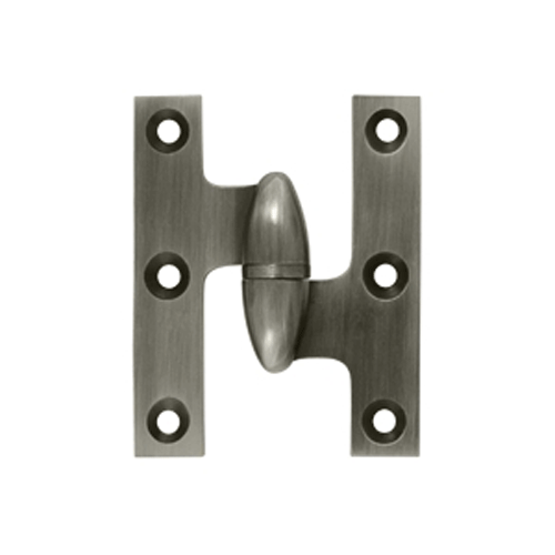 DELTANA 2 1/2 Inch x 2 Inch Solid Brass Olive Knuckle Hinge (Antique Nickel)