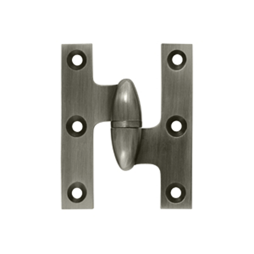 2 1/2 Inch x 2 Inch Solid Brass Olive Knuckle Hinge (Antique Nickel)