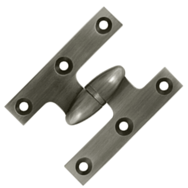 2 1/2 Inch x 2 Inch Solid Brass Olive Knuckle Hinge (Antique Nickel Finish)