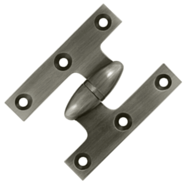 2 1/2 Inch x 2 Inch Solid Brass Olive Knuckle Hinge (Antique Nickel)