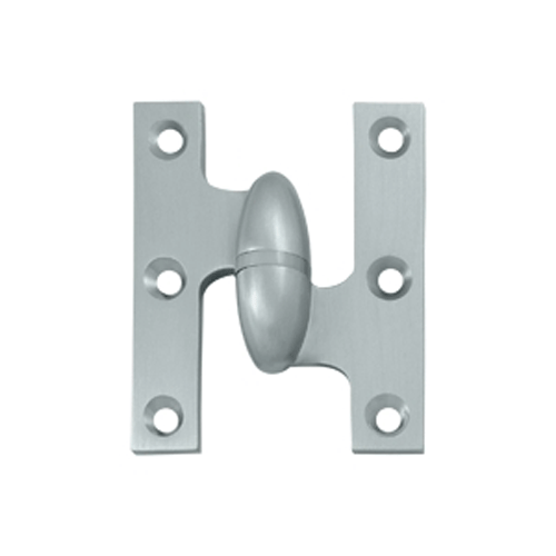 DELTANA 2 1/2 Inch x 2 Inch Solid Brass Olive Knuckle Hinge (Brushed Chrome)