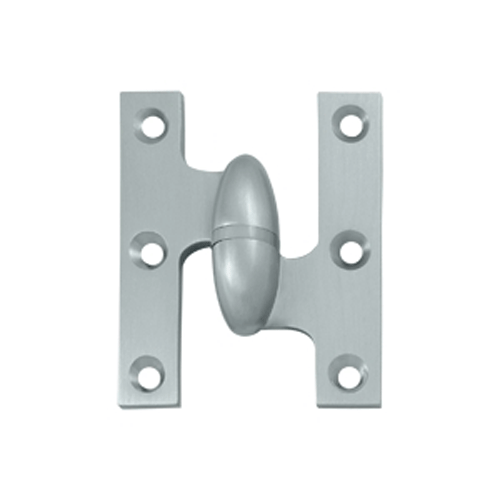 2 1/2 Inch x 2 Inch Solid Brass Olive Knuckle Hinge (Brushed Chrome)