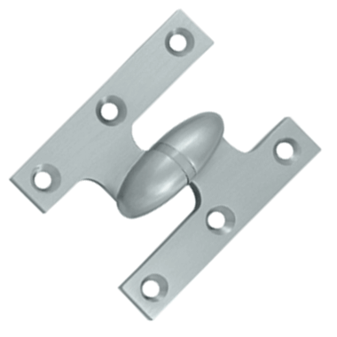 2 1/2 Inch x 2 Inch Solid Brass Olive Knuckle Hinge (Brushed Chrome Finish) DELTANA