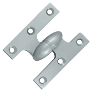 2 1/2 Inch x 2 Inch Solid Brass Olive Knuckle Hinge (Brushed Chrome Finish)