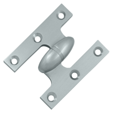 DELTANA 2 1/2 Inch x 2 Inch Solid Brass Olive Knuckle Hinge (Brushed Chrome)