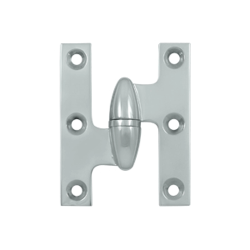 DELTANA 2 1/2 Inch x 2 Inch Solid Brass Olive Knuckle Hinge (Chrome Finish)