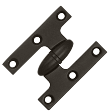 DELTANA 2 1/2 Inch x 2 Inch Solid Brass Olive Knuckle Hinge (Oil Rubbed Bronze Finish)