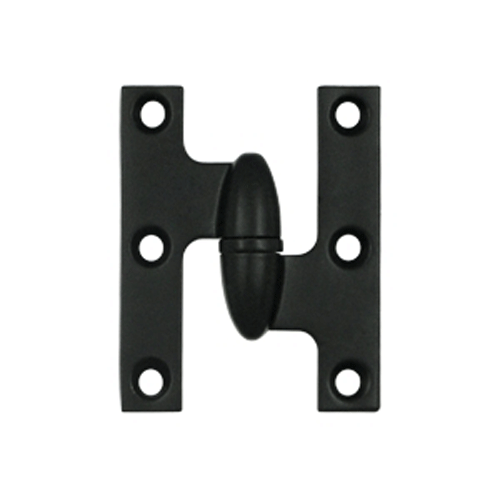 DELTANA 2 1/2 Inch x 2 Inch Solid Brass Olive Knuckle Hinge (Paint Black Finish)