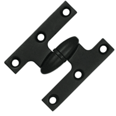 DELTANA 2 1/2 Inch x 2 Inch Solid Brass Olive Knuckle Hinge Paint Black Finish