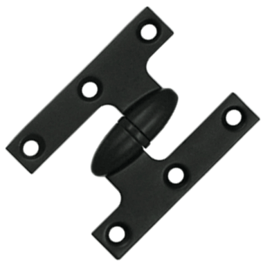 DELTANA 2 1/2 Inch x 2 Inch Solid Brass Olive Knuckle Hinge (Paint Black Finish)