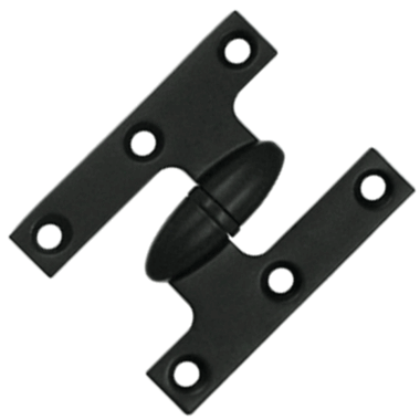 2 1/2 Inch x 2 Inch Solid Brass Olive Knuckle Hinge (Paint Black Finish)